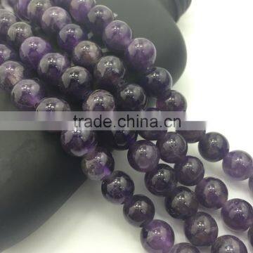 2.0mm Large Hole Hot Selling Round Amethyst Gemstone Loose Beads Approximate 15.5 Inch