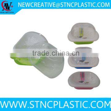 rectangle plastic vegetable sink basket strainer with lid