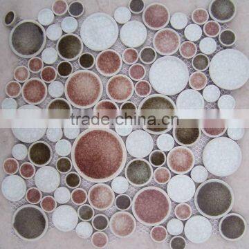 most popular in Europe & America market round shape ice-crackble ceramic mosaic tile