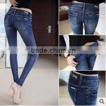 2014 European design elastane skinny popular jeans for women