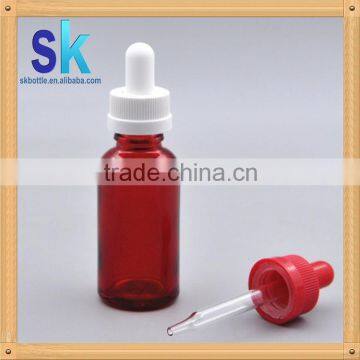 Glass bottle essential oil dropper bottles15ml red glass bottle with white caps and rubber