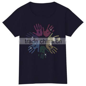 Colorful Hand Printing for Group Activities Short Sleeves Tshirt for Girls photo-2