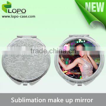 Factory Wholesale mini compact DIY round heart shaped sublimation blank make up mirror