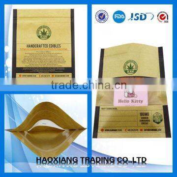 Top sale food safe clear zipper plastic and paper stand up pouch