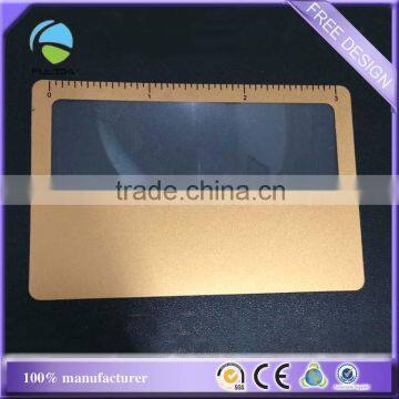 custom pvc plastic 3 inch ruler gold color card loupe