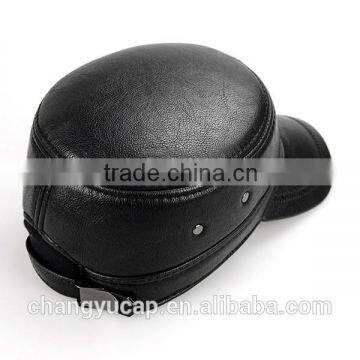Haute Couture PU Flat Cap/Ear Protection Cap/Cotton-Padded Cap