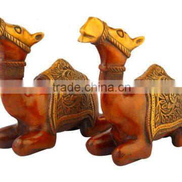 Brass Sitting Camel Pair 9"