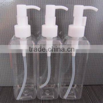 200ML squarer PET bottle/ cosmetic bottle/ PET preform liquid bottle with pump cap