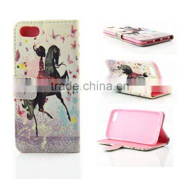 Stand Leather Case for Iphone 7 With Wallet Happiness Girl Design photo-5