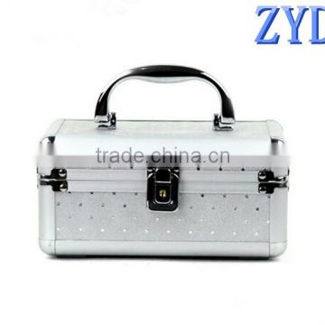 Aluminum small jewelry foldable box with mirror with key lock ZYD-HZ8012