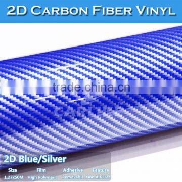 CARIKE Colorful Silver/Blue 2D Carbon Fiber Sheet Automobile Vinyl Sticker photo-3