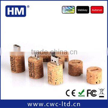 Popular round shape cork USB 2GB4GB8GB16GB FCC/ROHS/CE wooden USB stick Custom Solution print/laser engraving LOGO