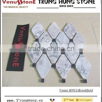 Grey Diamond Marble Mosaic Tile Polished With Black Dots photo-2
