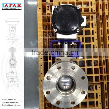 LAPAR ISO 5211 Mounting Pad DN100 PN16 Pneumatic Stainless Steel V type Ball Valve