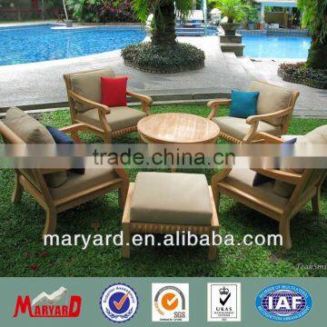 Garden furniture teak wood tea table and chair set with stool