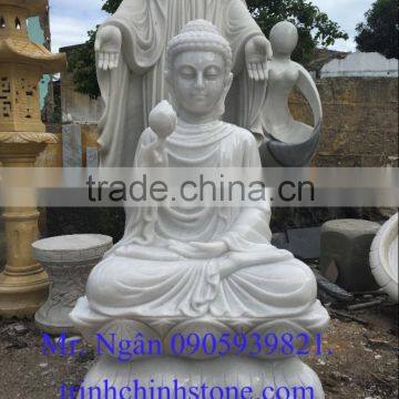 Shakyamuni Buddha Statues for Sale White Marble Stone Hand Carving Sculpture for Home Garden Pagoda Temple 44