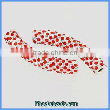 Charms Connector Wholesale Clay Pave Crystal Rhinestone Bar Bending Tube Beads Findings For Bracelets CTB-052