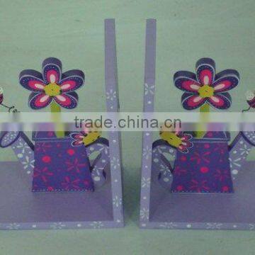 wooden purple flower bookends