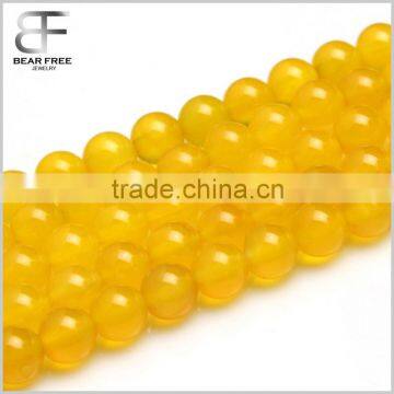 Natural Translucent Yellow Agate Gemstone Gem Round Loose Beads Strand for Jewelry Making