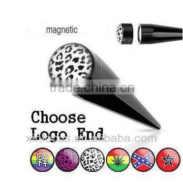 Fake Magnetic Ear Taper Cheater Magnet Plug Leopard Print