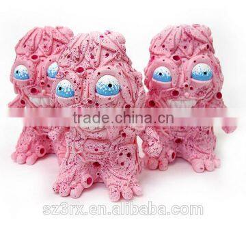 pink big eyes resin monster sculpture,custom made resin monster figures,my own design resin model