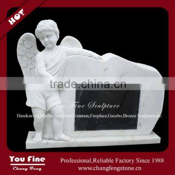 Hot Sale Classic Modern White Marble Carving Little Angel Tombstone