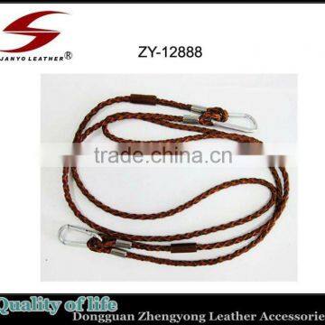 High quality braided leather lanyard