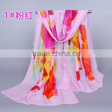 Multicolor scrawl chiffon silk scarf/scarves All-match four seasons long popular muslim hijab Muffler shawls