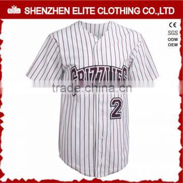 button down white striped baseball jerseys made in china