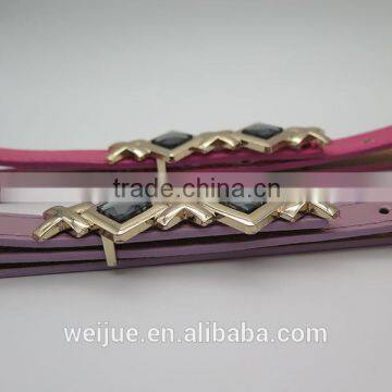 Lady's Fashion Skinny Belt With Glass for Dress photo-3