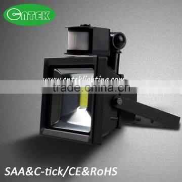 High brightless lower power warm white LED Floodlight with PIR Sensor 10W SAA