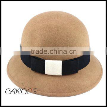 plain short brim wool felt dome bucket hat cloche woman's headware hat