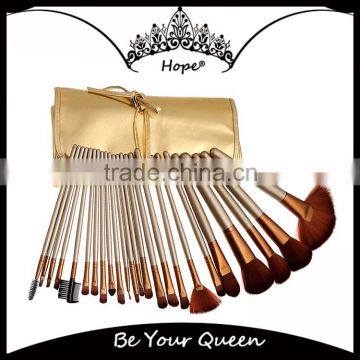 New Arrival 24pcs Gold PU Leather Aluminum Ferrule Brush