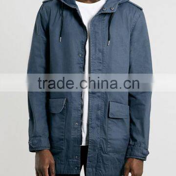 lightweight navy Waxed Parka Jacket for men