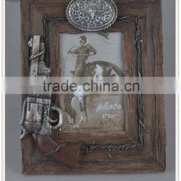 Cowboy Wood-Like Polyresin Photo Frame