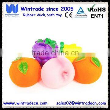 Customized lifelike vinyl fruits, hot sale vinyl squirt baby toys, life size pvc baby toys