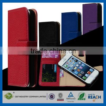 C&T Detachable Leather PU Flip Wallet Case Folio Stand Cover for iPhone SE 5 5s