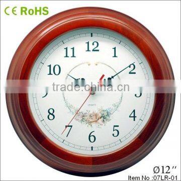 12 inch solid wooden wall clock(12W07LR-01)