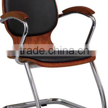 plywood bentwood black pvc pu with solid wood arm meeting guest office Chair Conference Chair A21-Y08