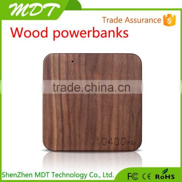 Popular power bank in alibaba wooden phon charger 10400mah for iphone6s