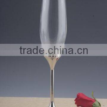 high quality unique cheap crystal toasting wine glasses set metal stem champagne flutes/couples wedding goblet love gifts