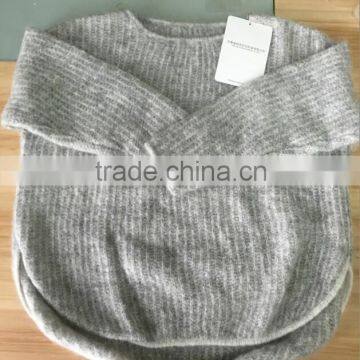 Lady's Japanese new fashion loose fit wool and mohair knitted sweater