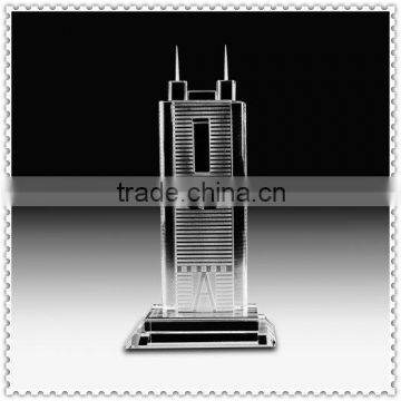 Transparent Crystal Engraved Building Model For Travel Souvenir