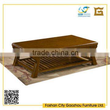 Living room low height rectangle top solid wood coffee table