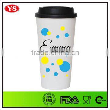 16oz insulated double wall bpa free plastic thermo mug