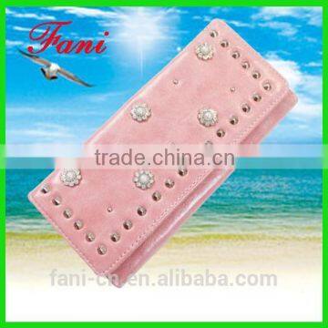 Cute leather clutch purse with elegant diamond on the purse for girls or ladies