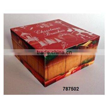 Wooden Box Painted Christmas Brushes