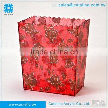 Hand Made Line Design Acrylic Hotel Bathroom Waste Bin