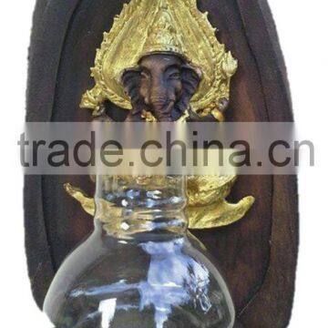 Teak wood candlestick Ganesha