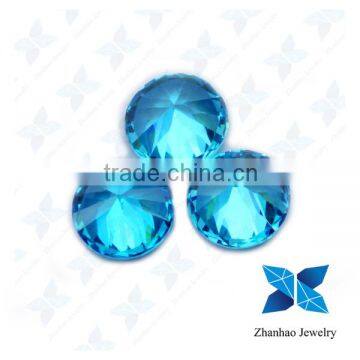 Hight Quality Round brilliant cut aquamarine synthetic cubic zirconia stone/neelam stone